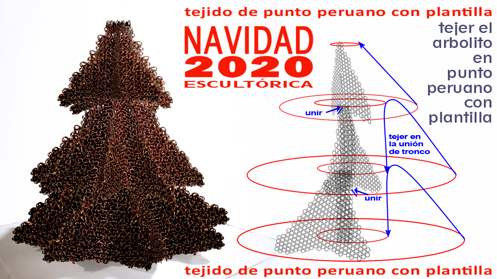ÁRBOL NAVIDAD 2020 tejido de punto peruano con plantilla